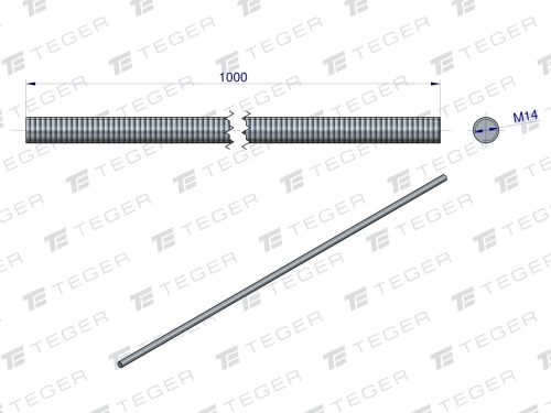 Pręt gwintowany M14 x 1000mm kl.8.8 DIN 975 ocynkowany TEGER 2