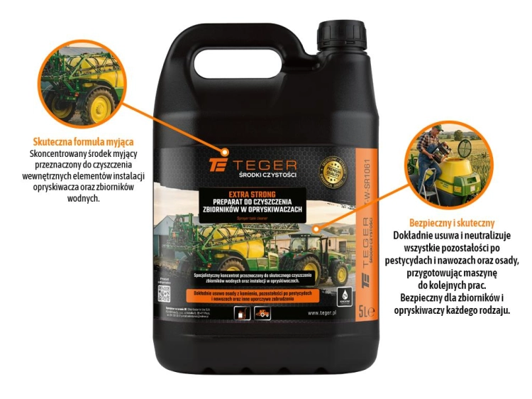 Preparat do czyszczenia zbiorników w opryskiwaczach - EXTRA STRONG 5l - koncentrat Teger 2