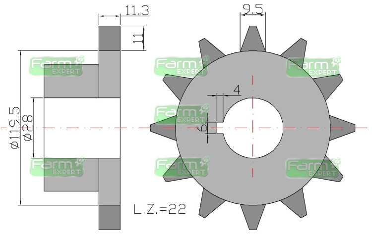 Koło Z-22 3/4 fi=30 Rozrzutnik 2208050040  2