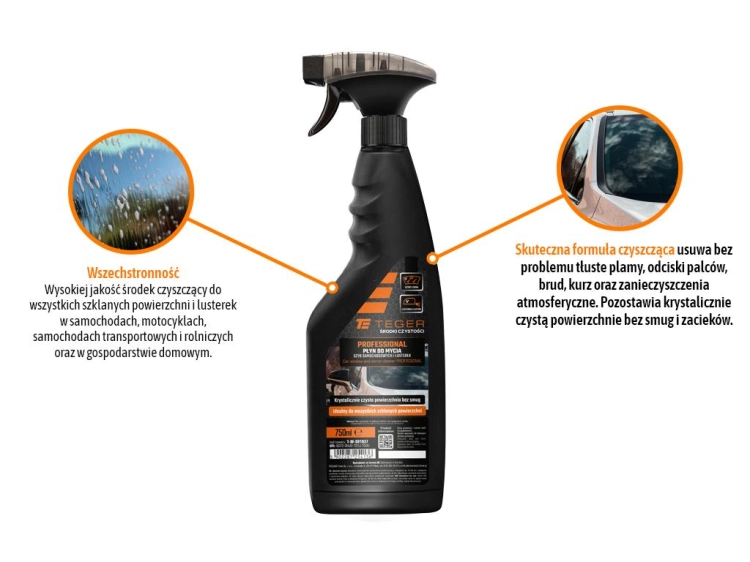 Płyn do mycia szyb samochodowych i lusterek - PROFESSIONAL 750ml - atomizer Teger 2