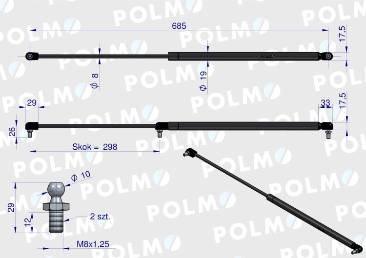 Siłownik dachu 53369912 pasuje do Zetora Proxima Forterra POLMO 2