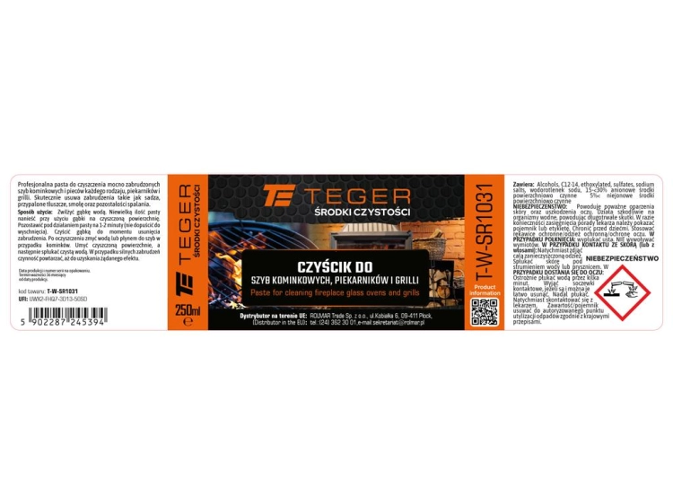 Czyścik do szyb kominkowych piekarników i grilli 250 ml Teger 3