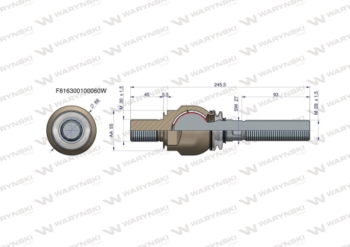 Przegub kierowniczy 245,5mm- M30x1,5; M28x1,5 F816300100060 WARYŃSKI 2