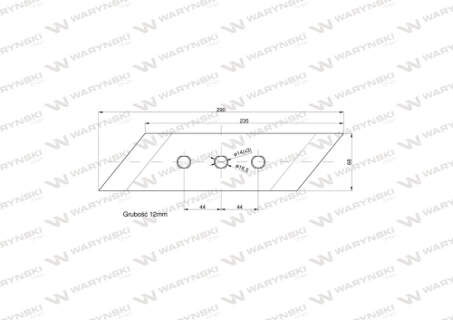 Dłuto nakładka lemiesza prawe trzyotworowe zastosowanie VIS/17 XL Unia Pług stal borowa WARYŃSKI 2