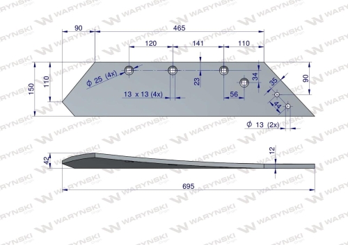 Lemiesz nkpl. prawy zastosowanie ZX Unia Pług stal borowa WARYŃSKI 2