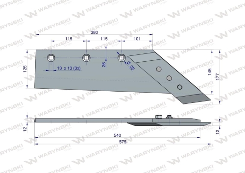Lemiesz trapez z dłutem gruby zastosowanie Unia Pług stal borowa WARYŃSKI 1023020620 2