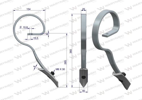 Ząb sprężynowy przedni z redliczką Waryński 2