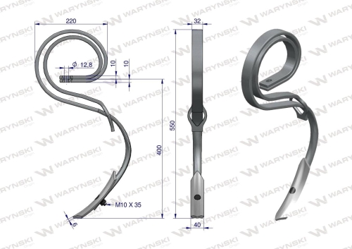 Ząb sprężynowy agregatu uprawowego wzmocniony Waryński  2