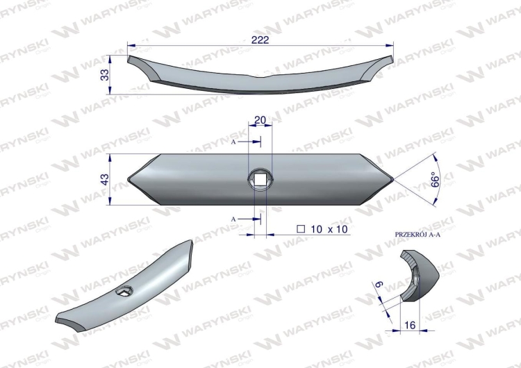 Redliczka 1-otworowa agregatu 45x6 ze śrubą zast. SV mal. proszkowo Waryński 2
