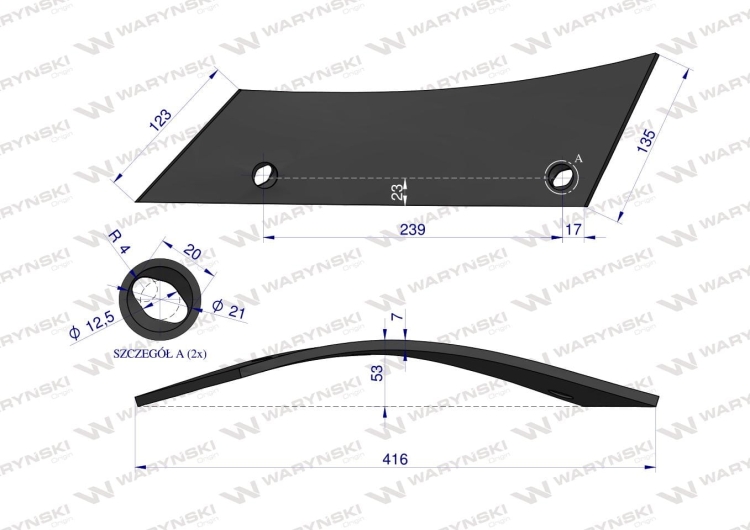 Pierś odkładni prawa dwuotworowa 173326 ESC Gregoire-Besson stal borowa WARYŃSKI 3