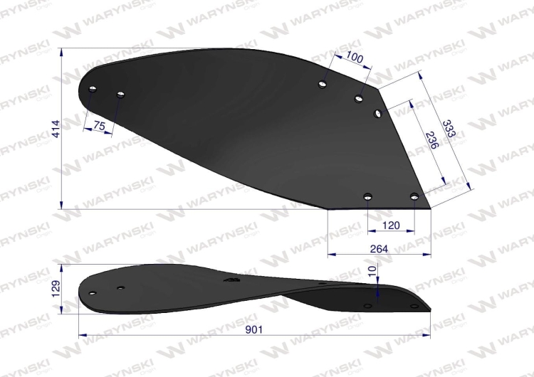 Skrzydło odkładni prawe zastosowanie AR5H Gregoire-Besson 173436 stal borowa WARYŃSKI 2