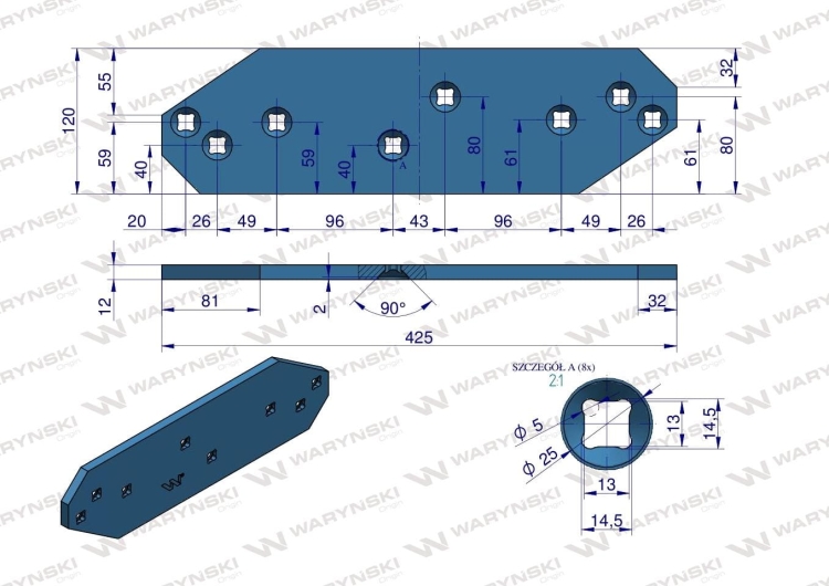 Płoza krótka prawa 3401860 zastosowanie WS2V Lemken stal borowa WARYŃSKI 2