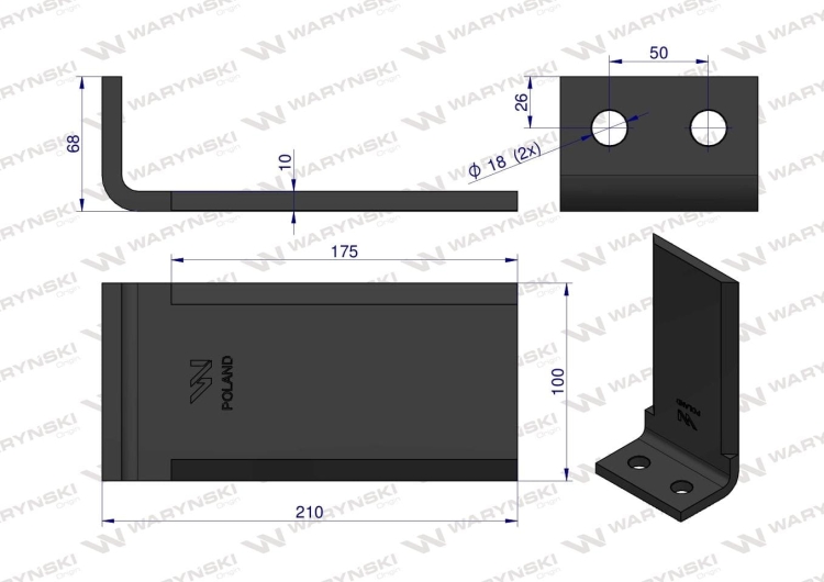 Nóż sadowniczy rozdrabniacza gałęzi boczny stały zastosowanie 199RZ-2 Kosiarka Sadownicza Waryński 2