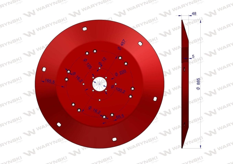 Talerz roboczy Kosiarka rotacyjna 1,85 m gr. 5mm Waryński  2