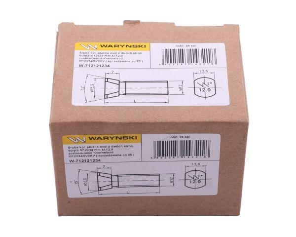 Śruba kpl. płużna oval z dwóch stron ścięta M12x40 mm kl.12.9 zastosowanie Kverneland Waryński M12X40OV2KV 2