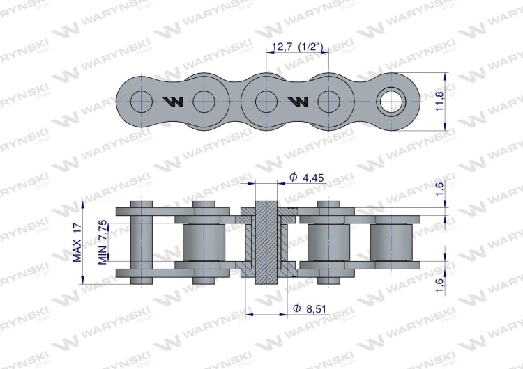 Łańcuch rolkowy 08B-1-138Ps stołu przebierczego zastosowanie Anna Waryński 2