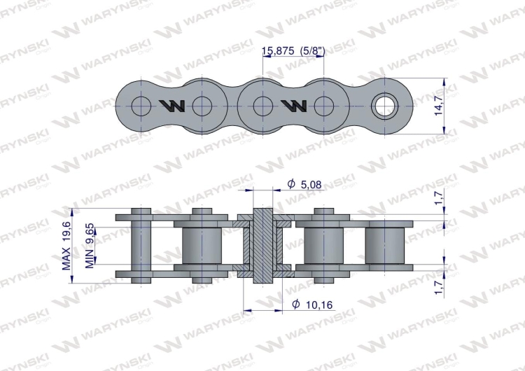Łańcuch rolkowy 10B-1-118Ps napędu koła podnoszącego zastosowanie Anna Waryński 2