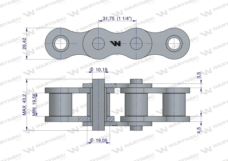 Łańcuch 20B-1-3Ps naprawczy Prasa Rolująca Krone 9206070 Waryński 2