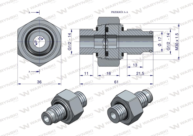 Tuleja ciśnieniowa łącząca rozdzielacze 40L - kompletna Waryński 2
