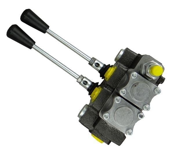 Rozdzielacz hydrauliczny 2-sekcyjny max przepływ 40L z zatrzaskami Waryński 3