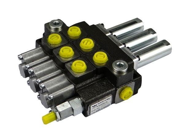 Rozdzielacz hydrauliczny 3-sekcyjny max przepływ 40L sterowany na linkę Waryński