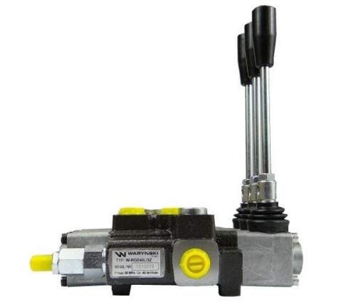Rozdzielacz hydrauliczny 3-sekcyjny max przepływ 40L z zatrzaskami Waryński  2