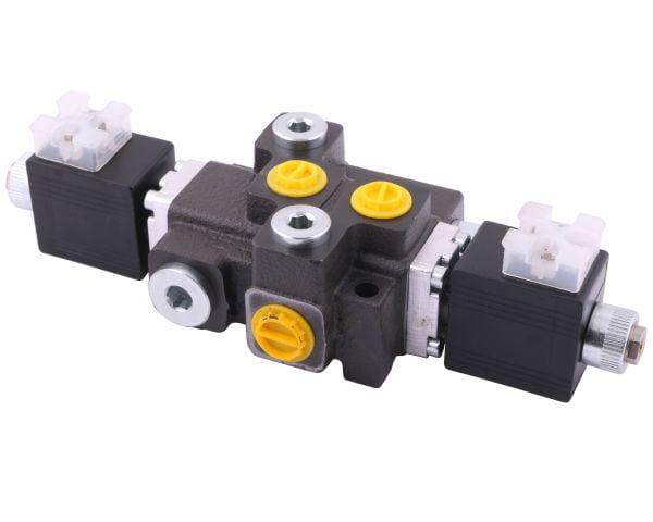 Rozdzielacz hydrauliczny 1-sekcyjny max przepływ 50L sterowany elektrycznie 12V DC Waryński 2