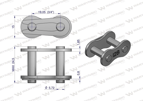 Zamek łańcucha 12B-1 (R1 3/4) Waryński 2