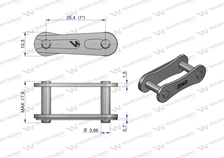 Zamek łańcucha 2040 208A (R1 1) Waryński 2