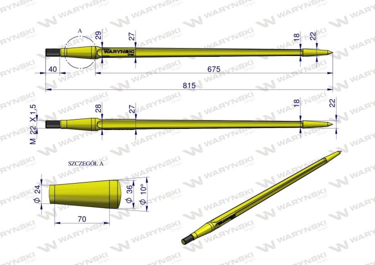 Ząb ładowacza uniwersalny prosty L- 810 mm zastosowanie 5193-FT1N Tur WARYŃSKI (2)