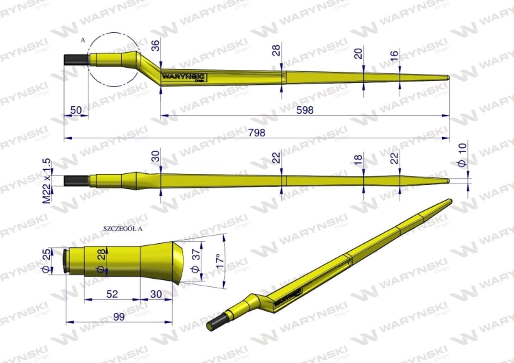 Ząb ładowacza uniwersalny Z L- 800 mm Tur WARYŃSKI 2