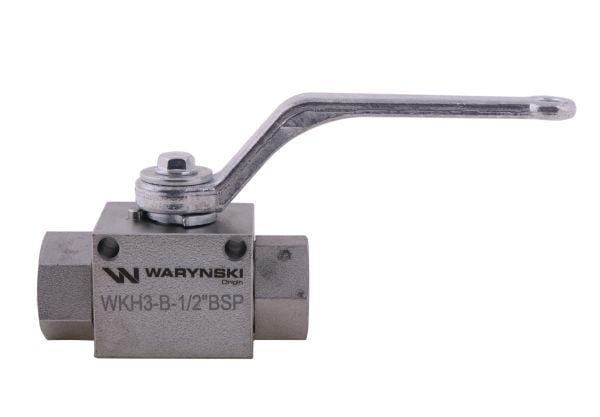 Zawór kulowy hydrauliczny 3-drogowy 3/2 - 1/2"BSP z otworami mocującymi 500 bar Waryński 4