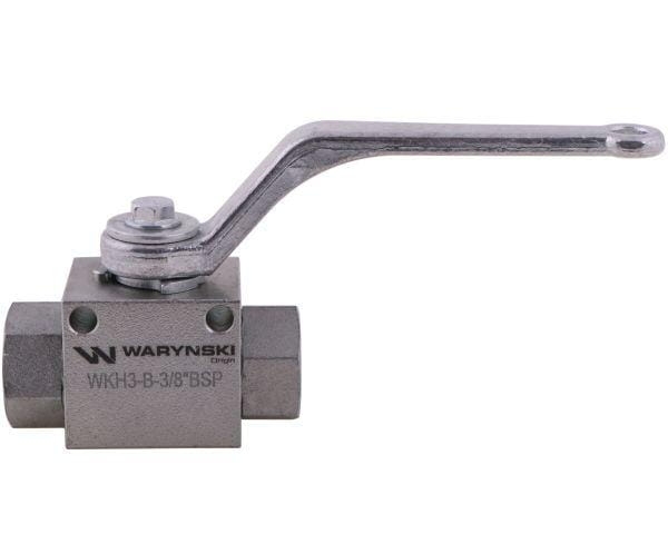 Zawór kulowy hydrauliczny 3-drogowy 3/2 - 3/8"BSP z otworami mocującymi 500 bar Waryński 3