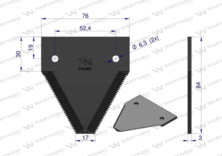 Nóż żniwny ostrza ząbkowane na wierzchu listwa nożowa zastosowanie 84429103 New Holland WARYŃSKI (2)