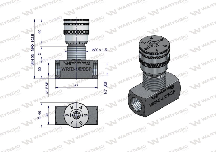 Zawór dławiący WRFB 90 1/2" BSP Waryński (2)