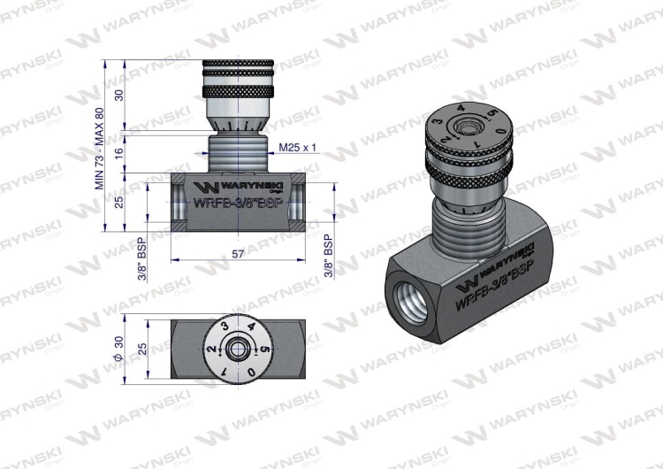 Zawór dławiący WRFB 90 3/8"BSP Waryński 2