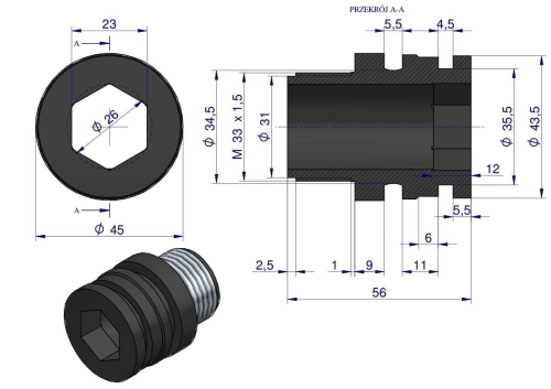 Króciec M33x1,5 Opryskiwacz 2