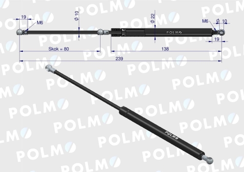 Siłownik drzwi L max. 239mm 4428680P DEUTZ HÜRLIMANN LAMBORGHINI SAME POLMO 2