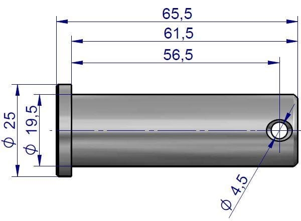 Sworzeń mocowania wieszaka L.P dolny fi-20mm 54660135 54660174 z kołnierzem C-330 C-360 2