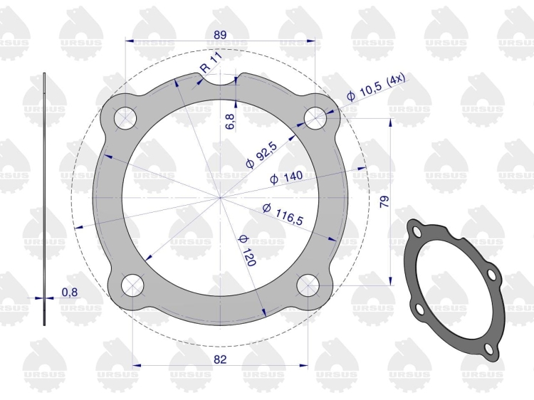 Uszczelka pompy wtryskowej krążelit 0.8mm C-33 2