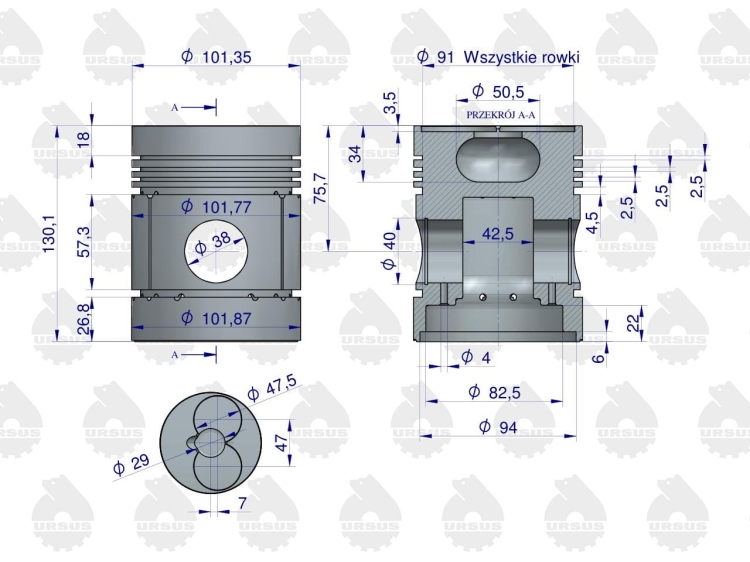 Tłok silnika 50106480 C-330 ORYGINAŁ URSUS 3