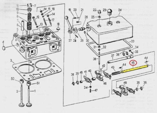 Wałek wspornika osi dźwigienek C-330 2