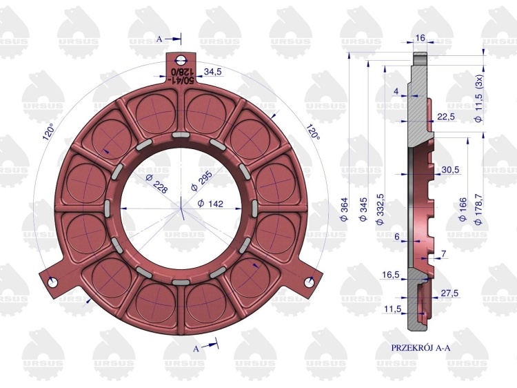 Tarcza dociskowa I stopnia C-330/360 ORYGINAŁ URSUS 2