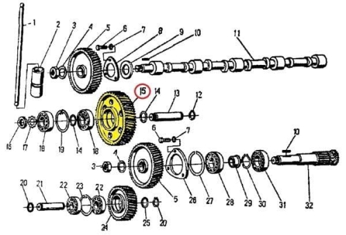 Koło rozrządu pośrednie górne 950415 C-360/Zetor ORYGINAŁ URSUS 2