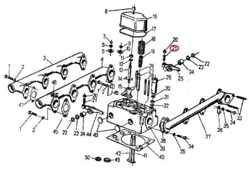 Śruba regulacyjna zaworów kompletna z nakrętką 950516 C-360/Zetor 2