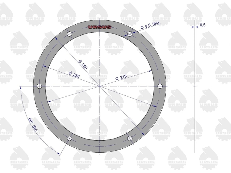 Uszczelka pokrywy mechanizmu różnicowego krążelit 0.5mm C-360 ORYGINAŁ URSUS 2