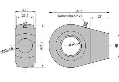 Ucho siłownika łożysko GE-30 KT2*50 (UE2. 50) 2