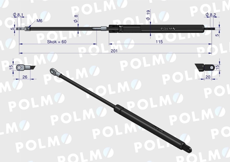 Siłownik L max. 201mm 65499080 6-10018200 MAUSER POLMO 2