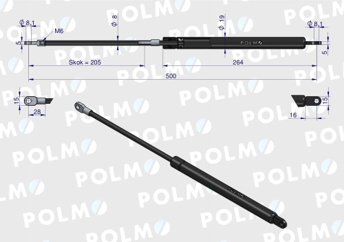 Siłownik L max. 500mm 65499083 6-10028500 MAUSER POLMO 2
