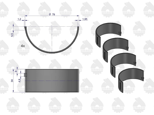 Kpl. panewek korbowodowych N-0,00 (nominalne) 50103910, 90060120 C-330 ORYGINAŁ URSUS 2